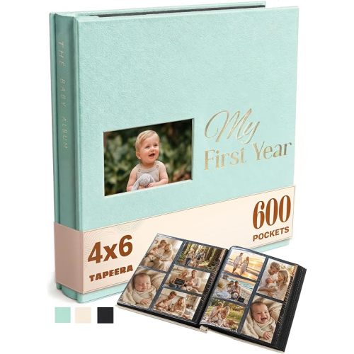 My First Year Baby Book - Baby Photo Album 4x6 Pictures with 600 Pockets