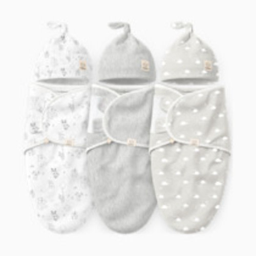 KeaBabies 3-Pack Soothe Swaddle Wraps with Knot Hats - Aspire