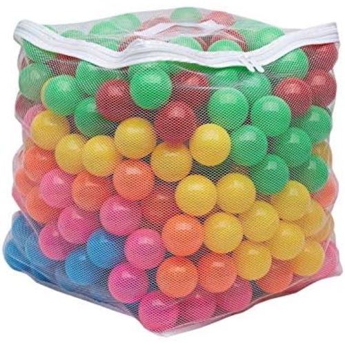 Amazon Basics BPA Free Ball Pit Balls with Storage Bag, Crush-Proof Plastic for Toddlers Kids 12+ Months Play, Phthalate Free, 6 Bright Colors, Pack of 400