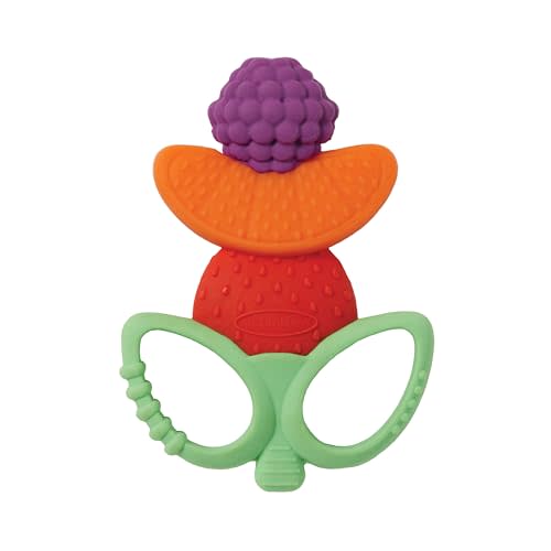 Infantino Lil’ Nibbles Textured Silicone Teether, BPA-Free Baby Teething Toy, Soft, Easy to Hold, Sensory Stimulation for Infants, Fruit Kabob