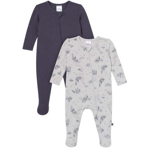 Modern Moments by Gerber Two-Way Zip Viscose Sleep´N Play Footed Pajamas, 2-Pack, Newborn - 6/9 Months