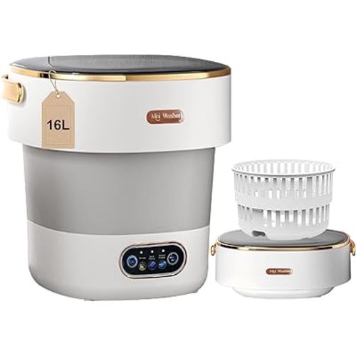 Portable Washing Machine,Mini Washer 16L Upgraded With Spin Basket,Small Clothes Folding Washing Machine Of Underwear, Baby And Small Clothes,Suitable For Home Apartments Dormitories, Hotels White