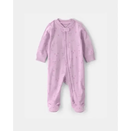 Baby Girl Bunny 100% Cotton 2-Way Zip Sleep & Play Pajamas - Purple | Carter's