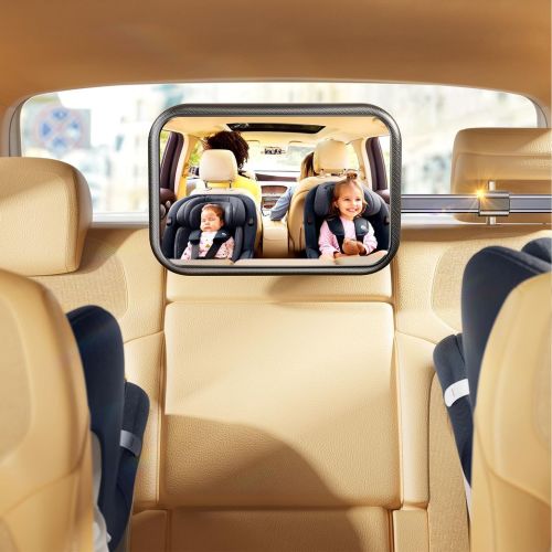 TAZENI Baby Car Mirror, Stretchable 360° Caring Baby Mirror for Car Seat Rear Facing Seat Infant Shatterproof, Baby Essentials for Newborn, Crash Tested and Certified
