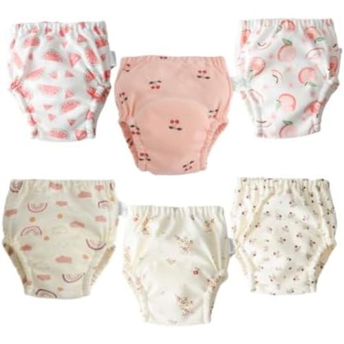 Baby Training Underpants,Soft Cotton Absorbent Potty Training Underwear For Baby Boys And Girls 6 Pack