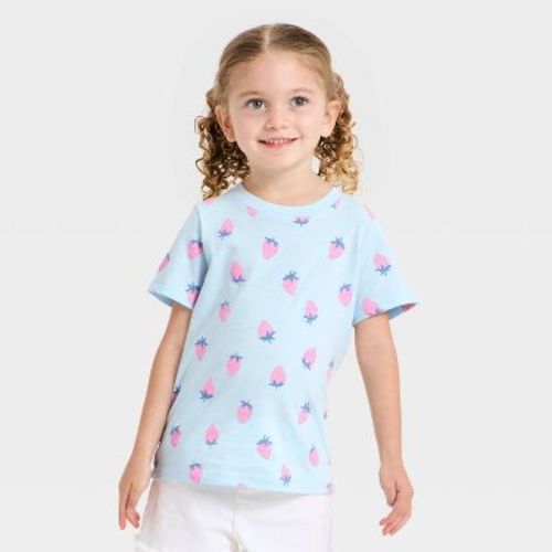 Toddler Girls' Short Sleeve Strawberries Printed T-Shirt - 2T