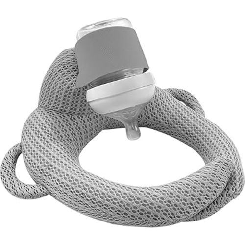 Bottle Holder Pillow, Plush Feeding Support Pad - Relieve Hand & Wrist Soreness, Adjustable Nursing Pillow, Grey