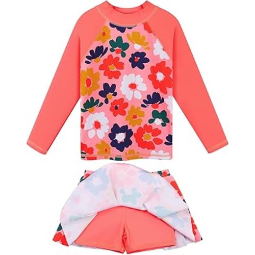 BAOHULU Girl's Two-Piece Long Sleeve Swimsuits UPF50+ Rash Guard Kids Bathing Suit