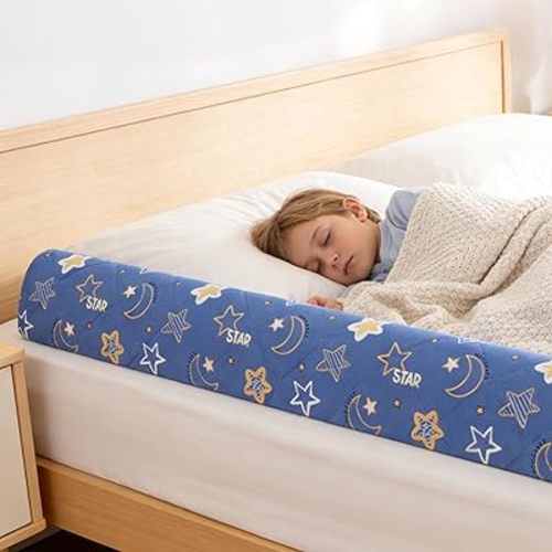 2-Pack Premium Foam Bed Bumpers for Toddler, Non-Slip Bed Rails for Toddlers for Twin, Queen, King Beds, Machine Washable Bumpers Cover for Easy Care（Size：52" x 7" x 5"）
