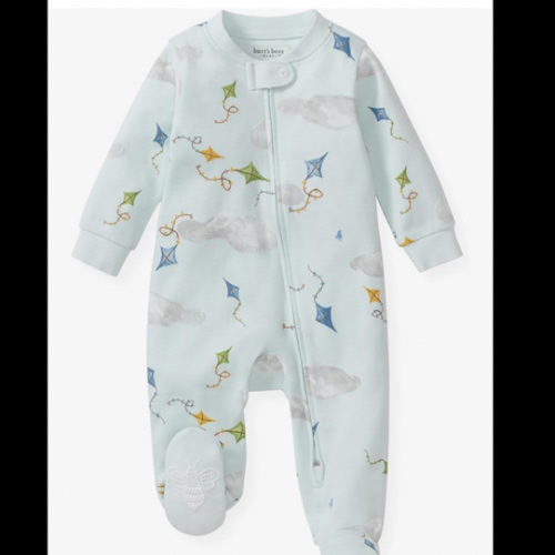 Burt's Bees Baby Boys Sleep and Play PJs, 100% Organic Cotton One-Piece Zip Front Romper Jumpsuit Pajamas