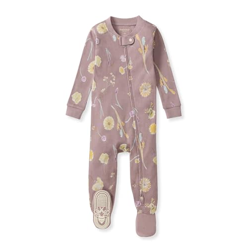 Burt's Bees Baby Baby Girl's Pajamas Sleep and Play | Convenient 2-Way Zip Front Sleeper Pajama Is Equipped With Non-Slip Bee Grips For Active Littles On The Move