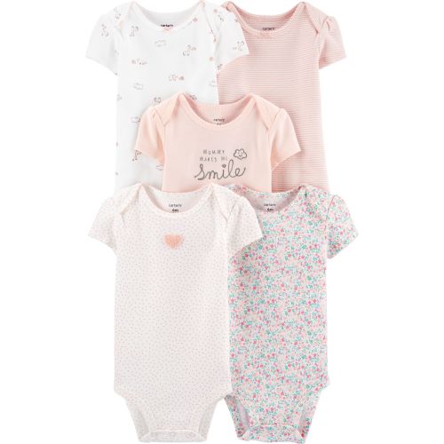 5-Pack Floral Original Bodysuits - 3M - Pink/Ivory