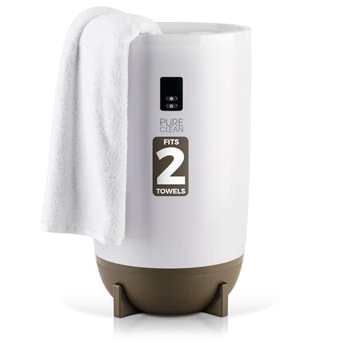PureClean Towel Warmer Bucket, Portable Blanket Heater for Bathroom and Spa, Customizable Fragrance, Auto Shut-Off, Fits 2 Large Towels, Blankets and Bathrobes, LED Display, Adjustable Timer, Taupe