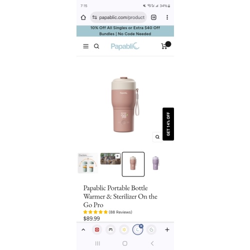 Papablic Portable Bottle Warmer & Sterilizer On the Go Pro