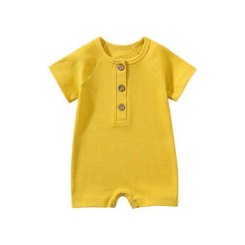 IROINNID Cotton Neutral Onesies Baby Girls Boys Short Sleeve Solid Color T-Shirt Jumpsuit Romper,Yellow