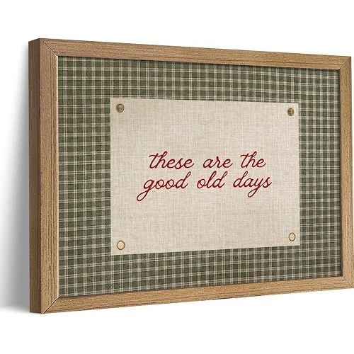 Cottagecore These Are The Good Old Days Sign, Vintage Wood Framed Wall Art, retro Inspirational Family home decor Grandmacore Aesthetic Gingham Decor for Kitchen Dining Room Bedroom, 8x10 Inch