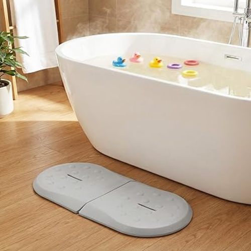 Babylush Bath Kneeler Pad for Baby Bath Time, Waterproof EVA Foam Cushioned Kneeling Mat for Bathtub and Shower, Comfortable Bathroom Kneeling Pad for Parents(Lighting Grey)