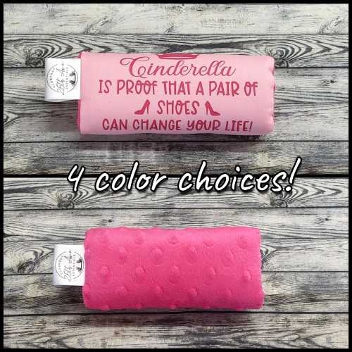 Clubfoot Bar Cover, Cinderella boots quote & minky, reversible, half inch padding, fits any brace type, washable, durable, your color choice