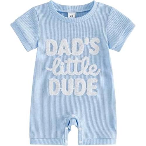 Amazon.com: Sejardin Newborn Infant Baby Boy Summer Jumpsuit Letter Embroidery Short Sleeve Crew Neck Romper Waffle Outfit