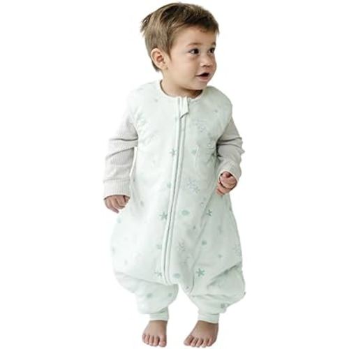 Tealbee Dreamsuit Toddler Sleep Sack with Feet – Walker Sleep Bag with Legs, Rayon made from Bamboo, Winter 1.5 TOG, 2-Way Zipper, 2T-3T - Seashell