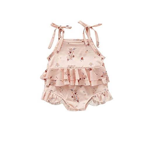 Infant Baby Girl Swimsuit Two-Piece Strap Ruffle Floral Bikini Swimwear Bathing Suit Summer Beach Wear