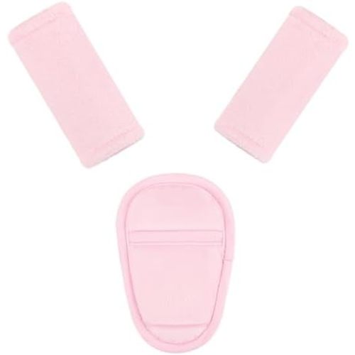 SWESEN Baby Car Seat Strap Covers, 3 Piece Soft Car Seat Strap Shoulder Pads for Baby Girls Boys, Double-Sided Use carseat Straps Covers for Stroller, Car Seats, Pushchair, Pink