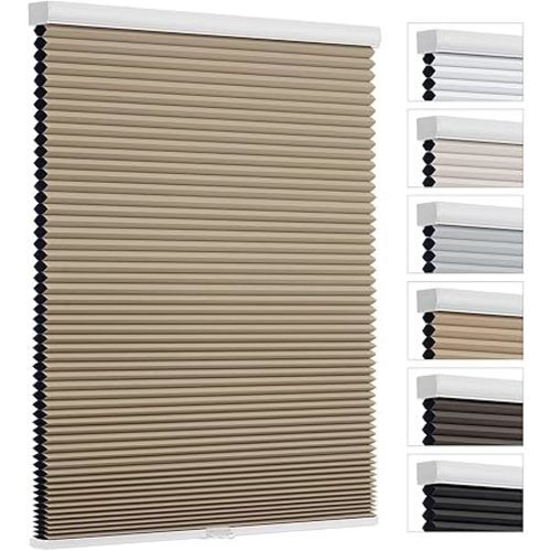 Changshade Blackout Blinds Black Out Shade for Indoor Windows, Cordless Cellular Shades Room Darkening Honeycomb Blinds for Bedroom, Bathroom, Shade Size 72 inch High 34 inch Wide, Brown