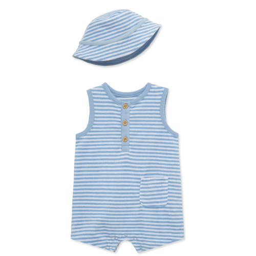 Stripe Terry Romper & Hat