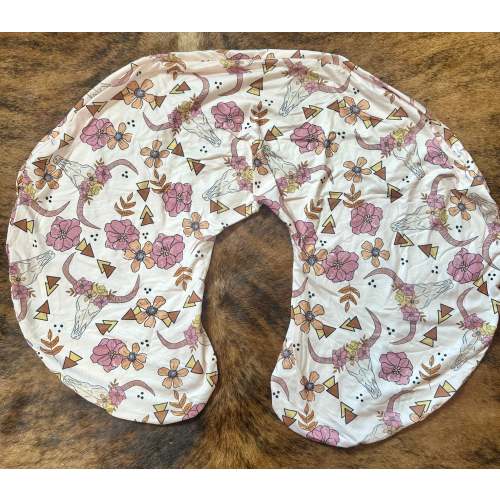 Cowskull boho cowgirl baby boppy pillow cover