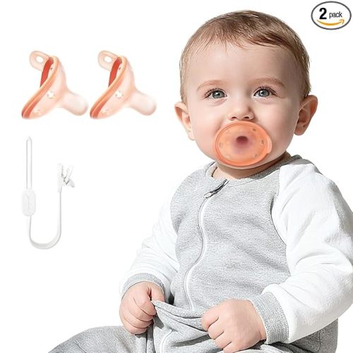Garkoko 2-Pack Newborn Pacifiers with Clip, 0-6 Months, Breast Like Pacifier for Breastfed Babies, Symmetrical Nipple Design, Non-Touch Face, Food-Grade Silicone, Ultra-Lightweight Binky