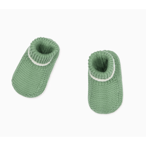 Knitted Booties in Green | 0 to 6 Months