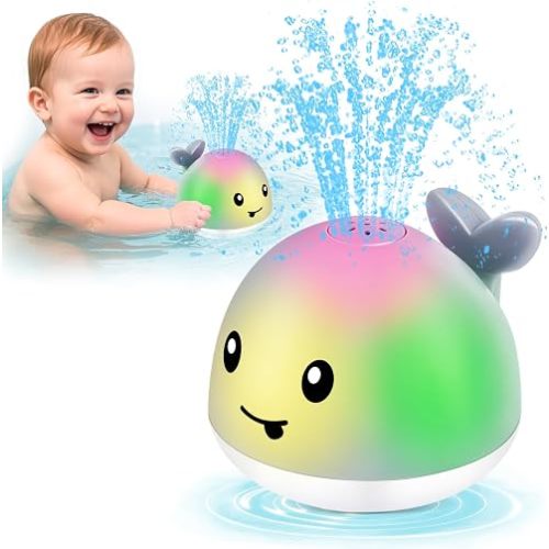 WAVISA Whale Bath Toy Sprinkler, Light Up Baby Bath Toys for Kids