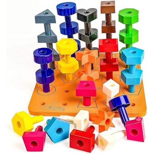 Skoolzy 38 Pc Peg Set – Stacking & Learning Activities for Kids Ages 2-4