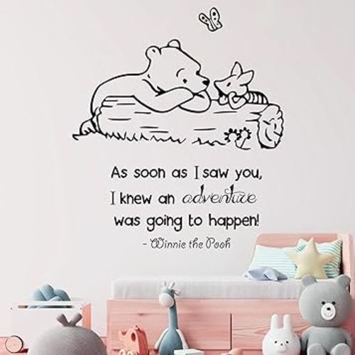 Winnie The Pooh Decor I Quote Vinyl for Baby Room Wall Decal I Nursery Wall Decal for Baby Boy & Girl Decoration I Stickers for Kids I Multiple Size Options (Wide 18" x 22" Height)