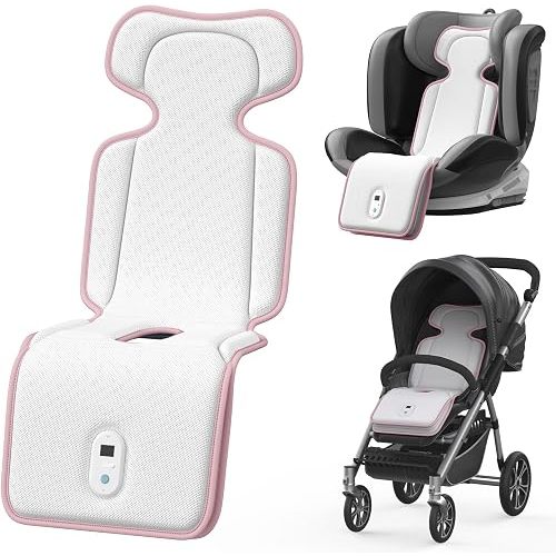 AMACOOL Baby Stroller Cooling Pad, 3D Breathable Carseat Cooling Pad with 2 Built-in Blower, Max 10H Ventilation 3 Speeds 10000mAh Rechargeable Cooling Mat Liner for Toddler Baby Summer Essentials