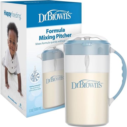 Dr. Brown's Baby Breast Milk Pitcher with Adjustable Stopper, Locking Lid, and No Drip Spout, 36 oz, BPA-Free, Blue, 1-Pack