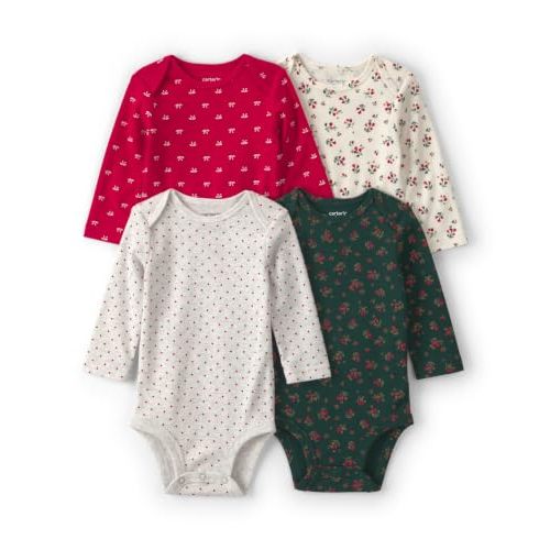Carter's Baby Girls' 4-pack Long Sleeve Bodysuits