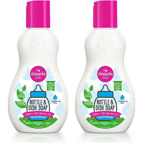 Dapple Baby Bottle Soap, Hypoallergenic Dish Soap for Baby Bottles, Powered by Plants, Travel Size, Fragrance Free, 3 Fl Oz (Pack of 2)