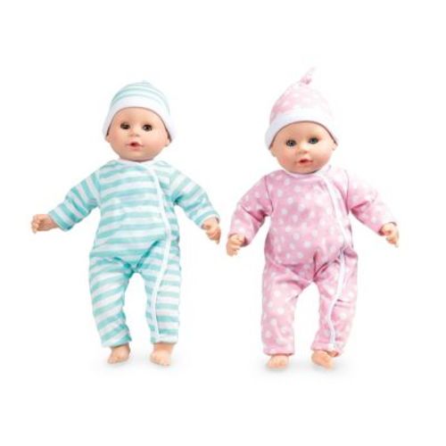 Melissa & Doug Mine to Love Twins Luke & Lucy 15" Boy and Girl Baby Dolls with Rompers, Caps, Pacifiers: Emotional Development Set