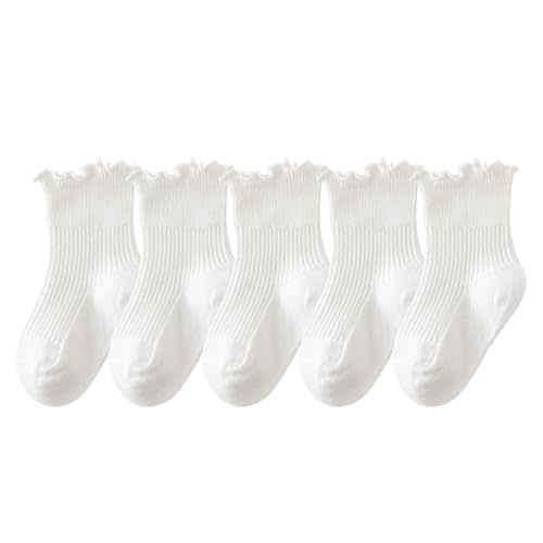 Toddler Girl Ruffle Socks Baby Girls Knee High Socks | Soft Cotton,Stretch & Breathable,Cute Frilly Cuff,Flower & Bow,Newborn/Infant Long Tube Socks,School/Daily/Dress Wear