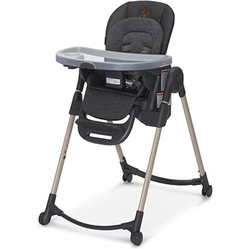 Maxi-Cosi Minla 6-in-1 High Chair for Babies & Toddlers, Portable Foldable Highchair, EcoCare Fabric, 9 Heights, 5 Reclines, 4 Tray Positions, Classic Graphite