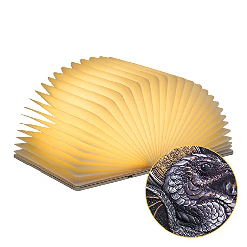 QXMGCBOK Portable Night Light with White Noise Machine for Adults Kids,Meditation Soother Relaxing Sounds Sleep Machine,3D Dragon Embossed Book Lamp for Bedroom,Music Speaker