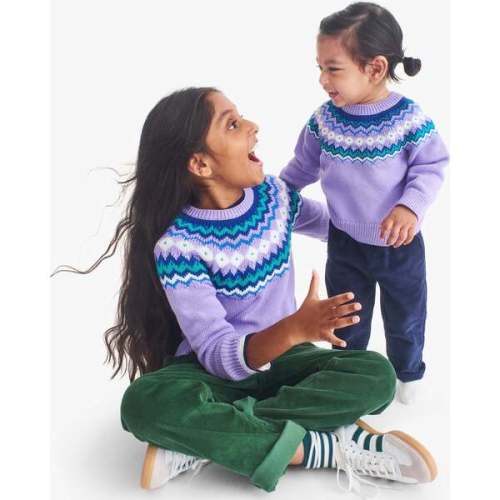 Baby Fair Isle Sweater, Spruce Rainbow Fairisle - Primary | Maisonette