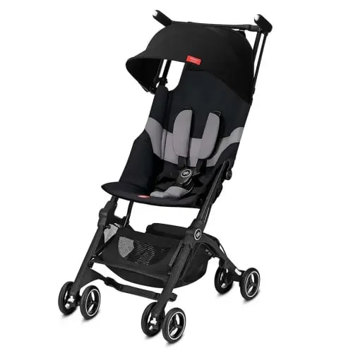 gb Pockit+ All-Terrain, Ultra Compact Lightweight Travel Stroller with Canopy and Reclining Seat in Velvet Black