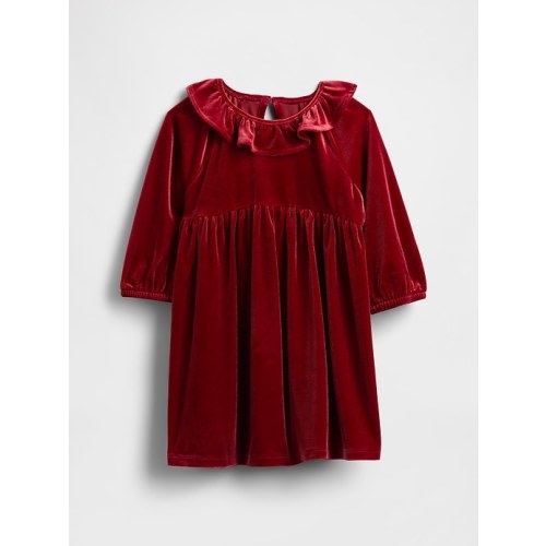 Baby & Toddler Velour Ruffle Collar Dress