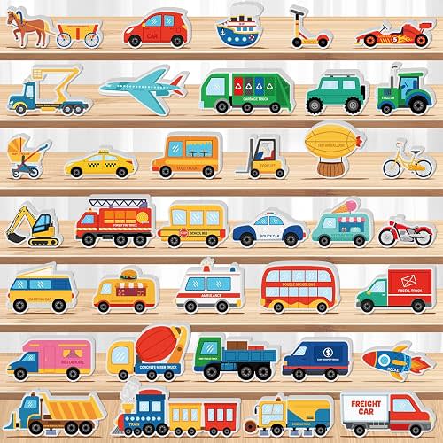 36 Pcs Wooden Little Professionals Block Vehicles Set