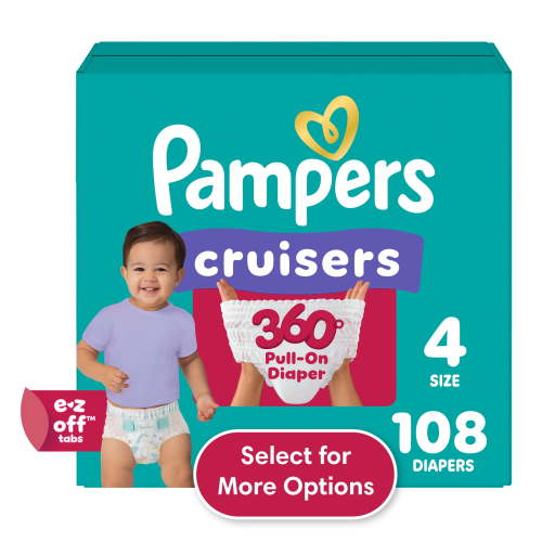 Pampers Cruisers 360 Baby Diapers Size 4, 108 Count (Select for More Options)