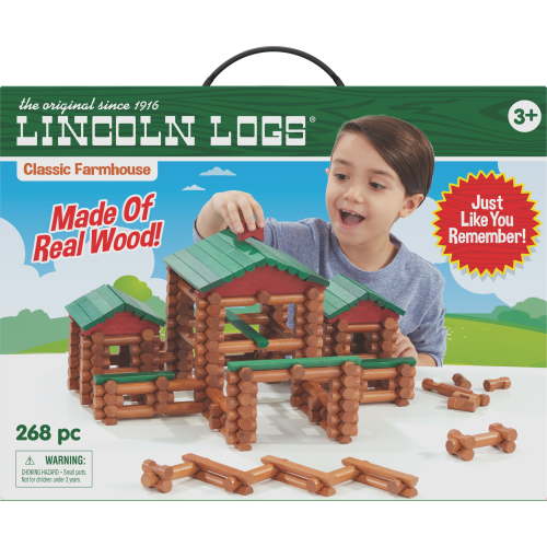LINCOLN LOGS Classic Farmhouse - 268 All Wood Parts - Ages 3 and up
