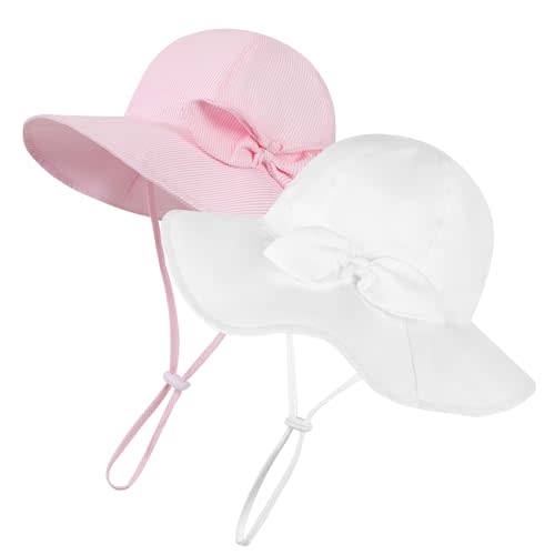 Baby Girl Sun Hat Toddler Beach Hats with UPF 50+ Protective Infant Summer Hat with Wide Brim Baby Girls Bucket Hat