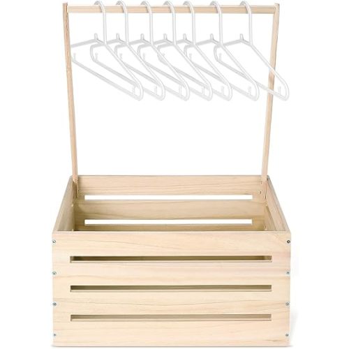 Suzile Wood Color Wooden Baby Shower Crate Closet Wood Basket for Gifts with Handle Boy Girl Clothes Gender Reveal Storage Box for Newborn New Parent (Classic)